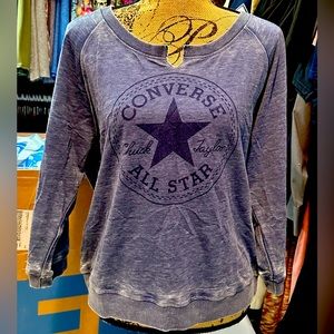 Converse ladies juniors xxl acid washed blue long sleeve shirt